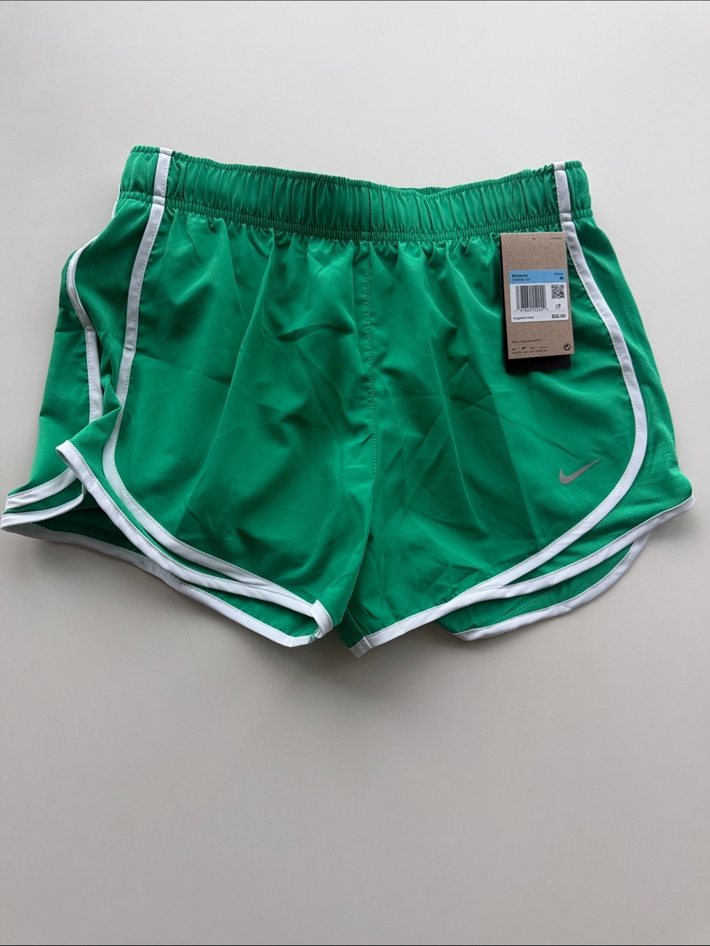 Nike Women’s Green Athletic Running Shorts with White Trim